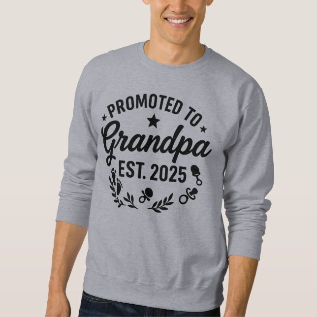 Befordrad till Grandpa EST. 2025 Lång Ärmad Tröja (Framsida)