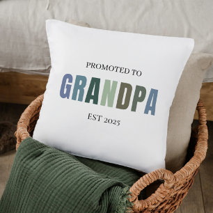 Befordrad till Grandpa EST 2025 Mjuk pastel Kudde