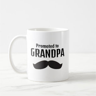 Befordrad till Grandpa Funny Mustache New Grandfat Kaffemugg