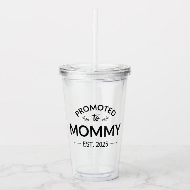 Befordrad till Mamma Est. 2025 II Take Away Mugg (Framsida)