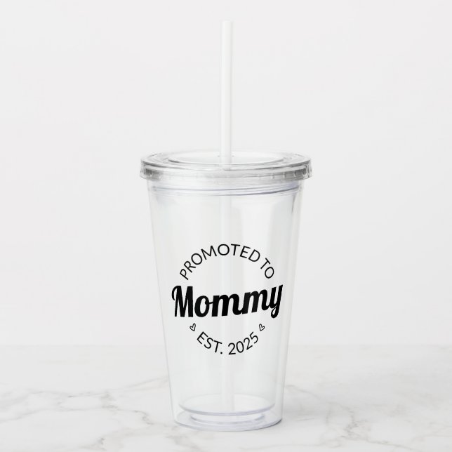 Befordrad till Mamma Est. 2025 Take Away Mugg (Framsida)