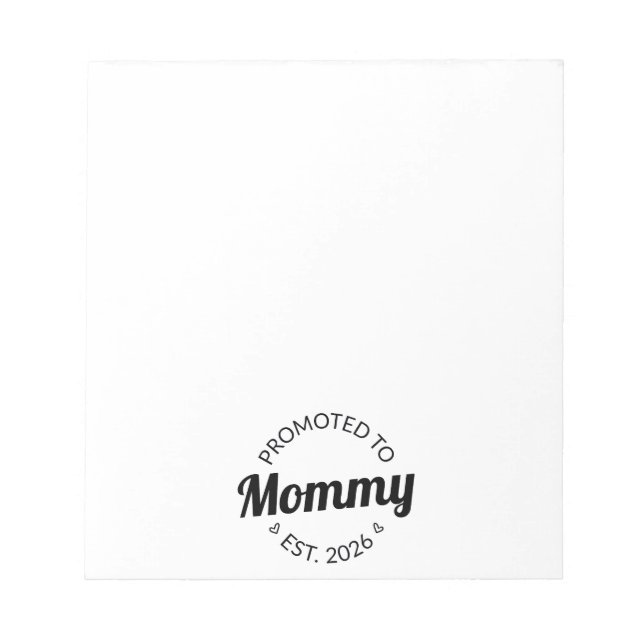 Befordrad till Mamma Est. 2026 Anteckningsblock (Framsida)