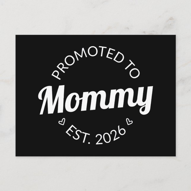 Befordrad till Mamma Est. 2026 Vykort (Framsida)