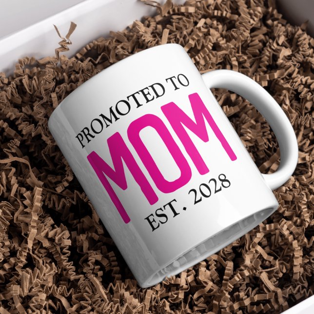 Befordrad till Mamma Mugg, Personlig Baby Shower G Kaffemugg (promoted to mom mug, new mom gift, expecting mom gift, baby shower mug, pregnancy reveal mug,)