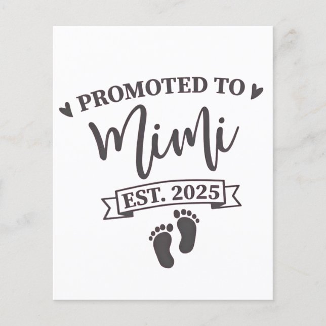 Befordrad till Mimi Est. 2025 mormor Flygblad (Framsidan)
