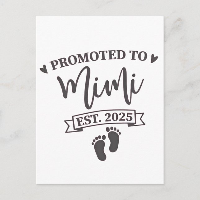Befordrad till Mimi Est. 2025 mormor Vykort (Framsida)