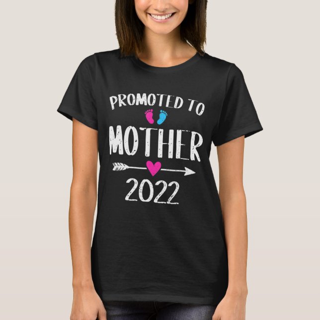 Befordrad till Mor Gender Reveal Family T Shirt (Framsida)