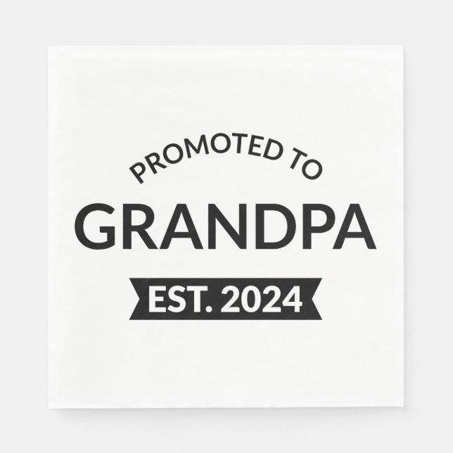 Befordrad till morfar Est. 2024 II Pappersservett (Framsidan)