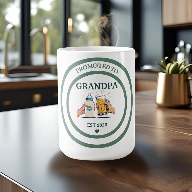 Befordrad till morfar Est. 2025 Kaffemugg (Skapare uppladdad)