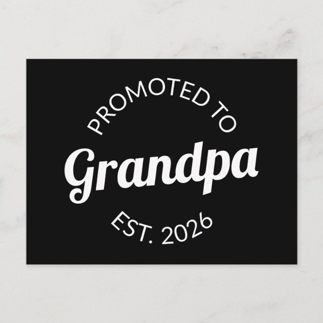 Befordrad till morfar Est. 2026 Vykort (Framsida)