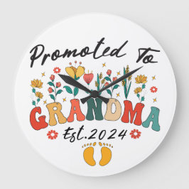 Befordrad till mormor est. 2024 GrandparenWall Clo Stor Klocka