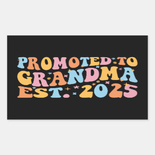 Befordrad till mormor Est. 2025 III Rektangulärt Klistermärke