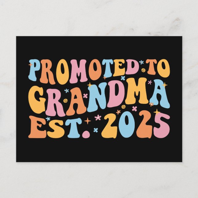 Befordrad till mormor Est. 2025 III Vykort (Framsida)