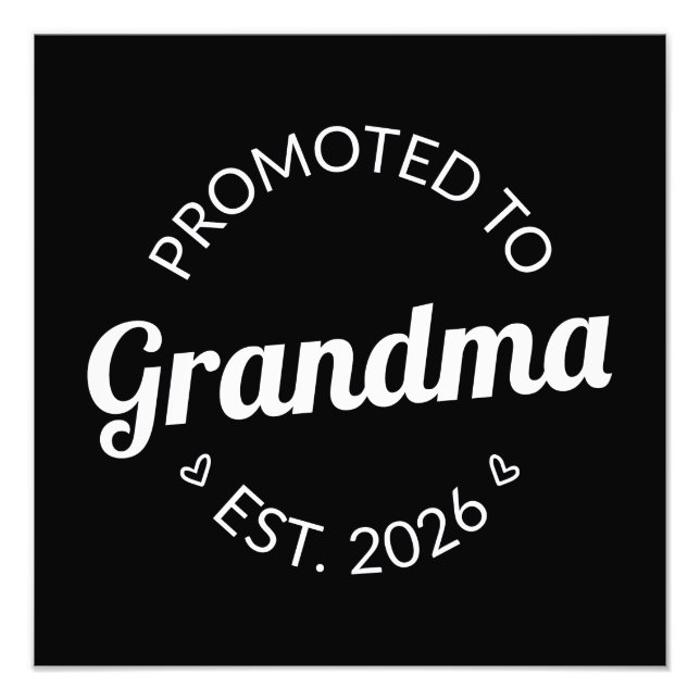 Befordrad till mormor Est. 2026 Fototryck (Framsidan)