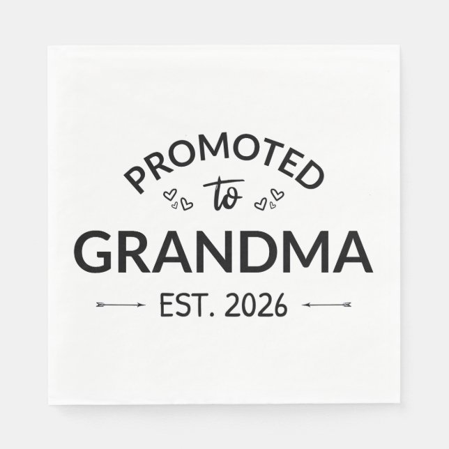 Befordrad till mormor Est. 2026 II Pappersservett (Framsidan)