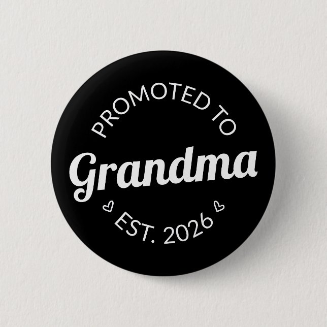 Befordrad till mormor Est. 2026 Knapp (Framsida)