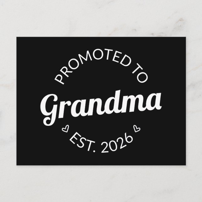 Befordrad till mormor Est. 2026 Vykort (Framsida)