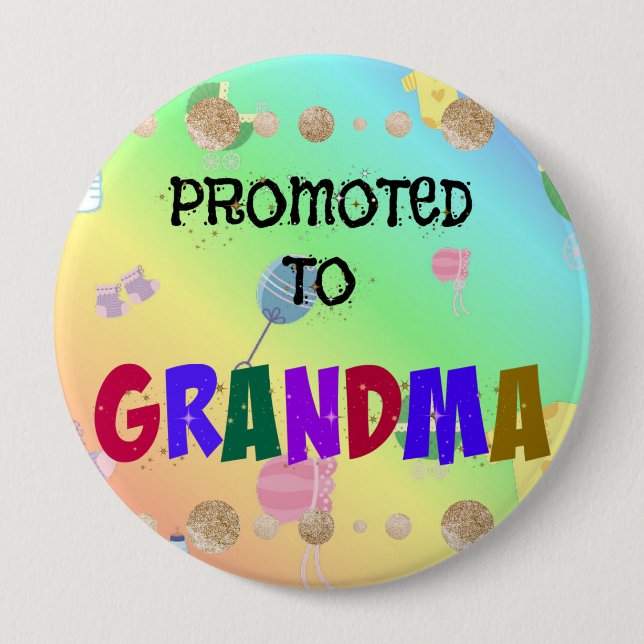 Befordrad till mormor, Firande. Knapp (Framsida)