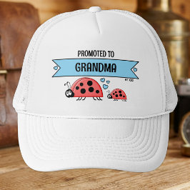 Befordrad till mormor nyckelpigor vita blå keps