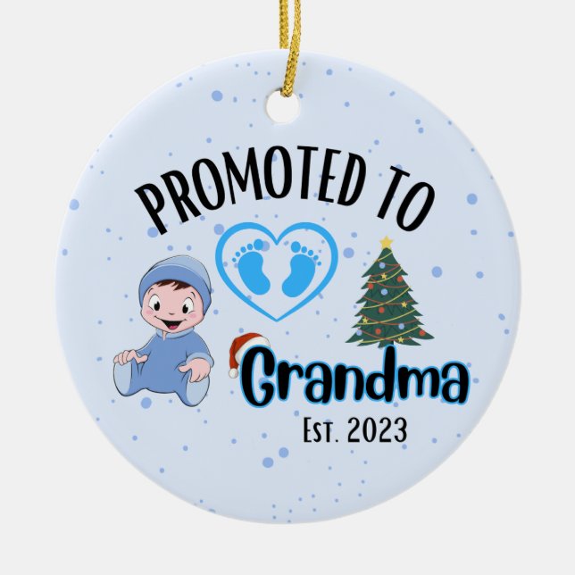 Befordrad till mormor - Pojke Julafton Ornament (Framsidan)