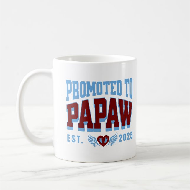 Befordrad till Papaw Est. 2025 Gravid Meddelande Kaffemugg (Vänster)