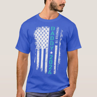 Befordrad till pappa 2024 us american för ny pappa t shirt