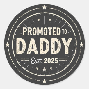 Befordrad till pappa 2025 New Pappa Baby första gå Runt Klistermärke
