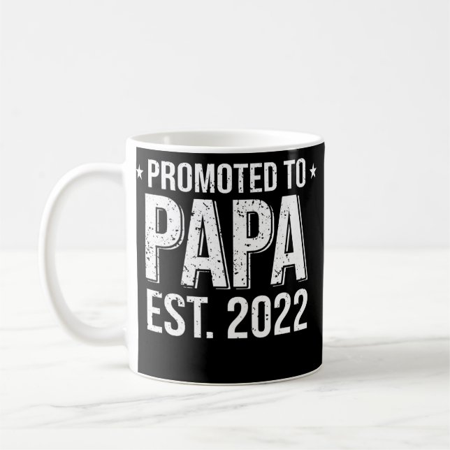 Befordrad till Pappa Est 2022 Pappa Birthday Far Kaffemugg (Vänster)