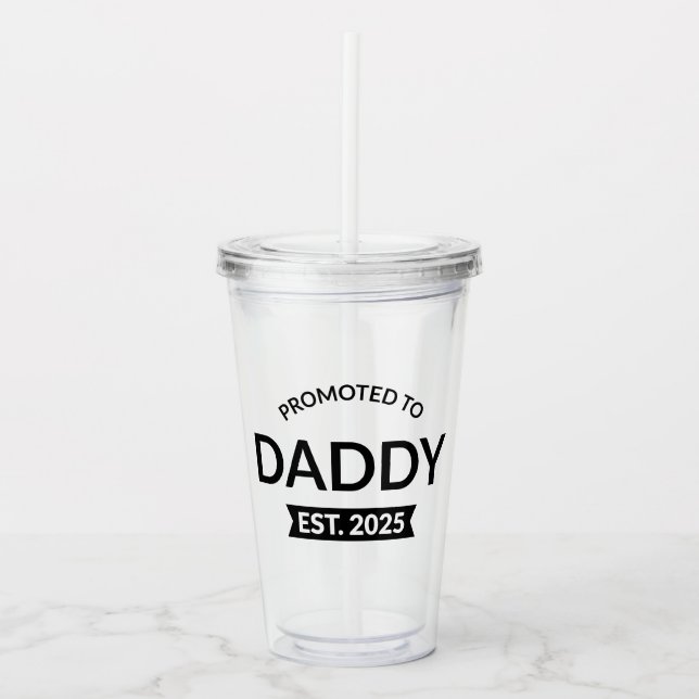 Befordrad till pappa Est. 2025 II Take Away Mugg (Framsida)