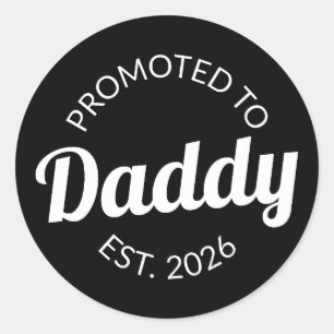 Befordrad till pappa Est. 2026 Runt Klistermärke