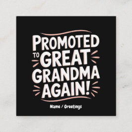Befordrad till Underbar Grandma Roligt Gravid Gift Fyrkantigt Visitkort