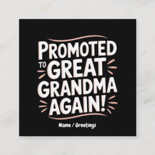 Befordrad till Underbar Grandma Roligt Gravid Gift Fyrkantigt Visitkort