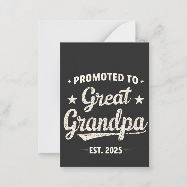 Befordrad till Underbar Grandpa 2025 Family Gift Anteckningskort (Framsida)