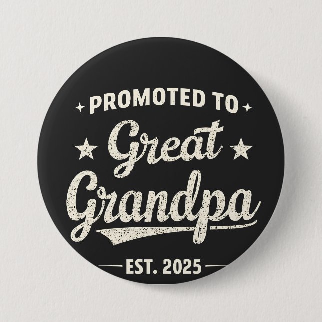 Befordrad till Underbar Grandpa 2025 Family Gift Knapp (Framsida)