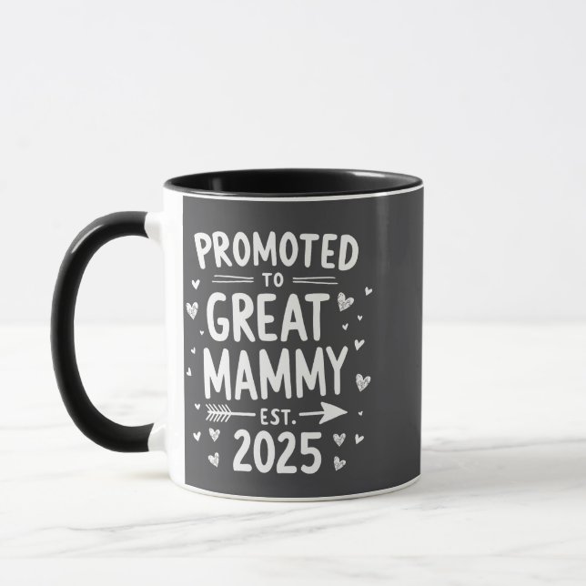 Befordrad till Underbar Mammy Est. 2025 Mors dag Mugg (Vänster)