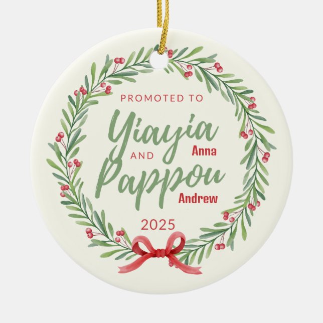 Befordrad till Yiayia & Pappou Personlig Ornament (Framsidan)