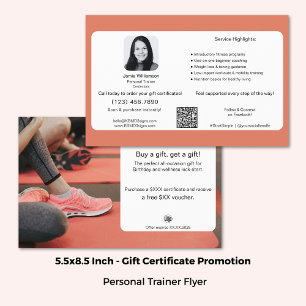 Befordran av certifikat för Fitness Gift-certifika Flygblad