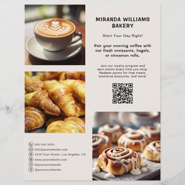 Befordran av Social-mediet för Bakery Photo QR Reklamblad (Framsidan)