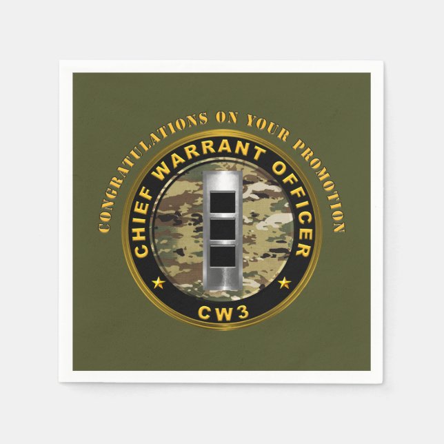 Befordran till Chief Warrant Officer 3 (CW3)   Pappersservett (Framsidan)
