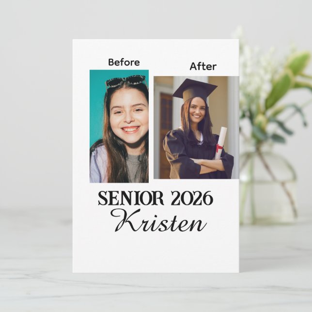 Before and after photo personalized graduation  (Stående Fram)