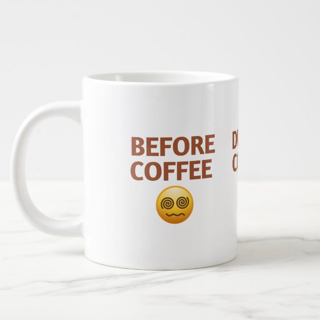 Before During After Coffee Mood Vector Art Jumbo Mugg (Vänster)