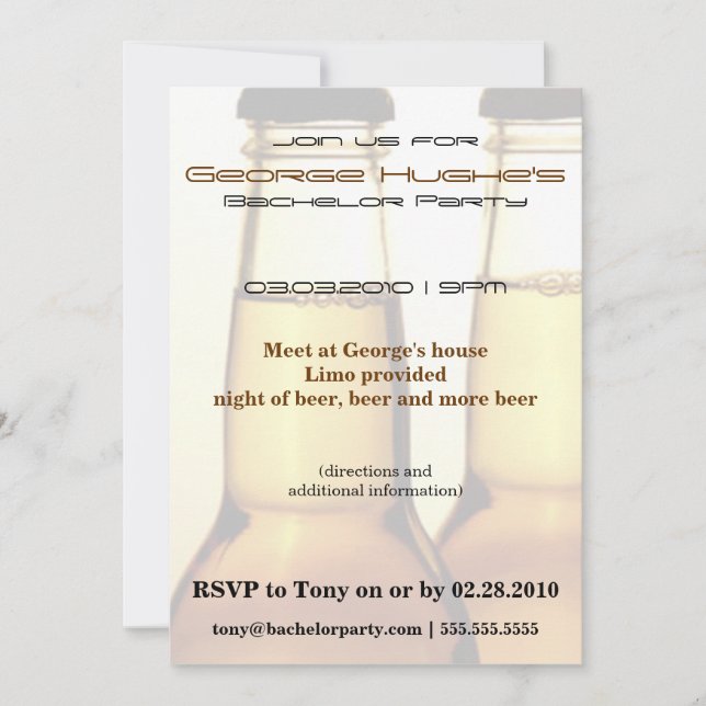 Befriade inbjudningskort för ölflaska (Framsida)