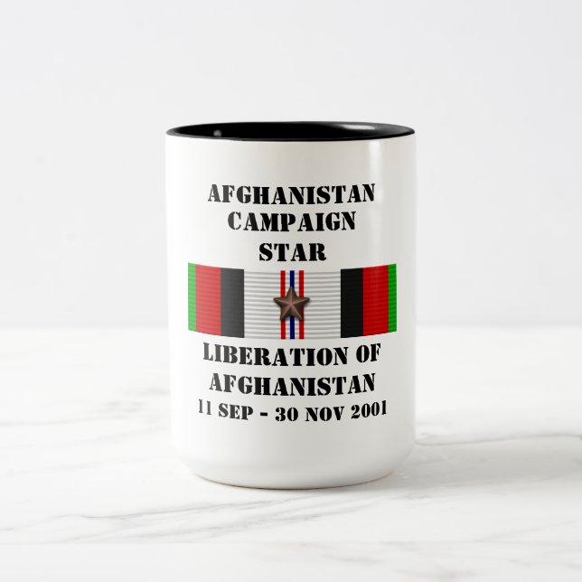 Befrielse från Afghanistan/KAMPANJ STAR Två-Tonad Mugg (Center)