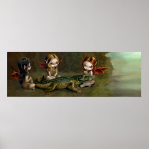 Befriending av ett felikt konsttryck för alligator poster