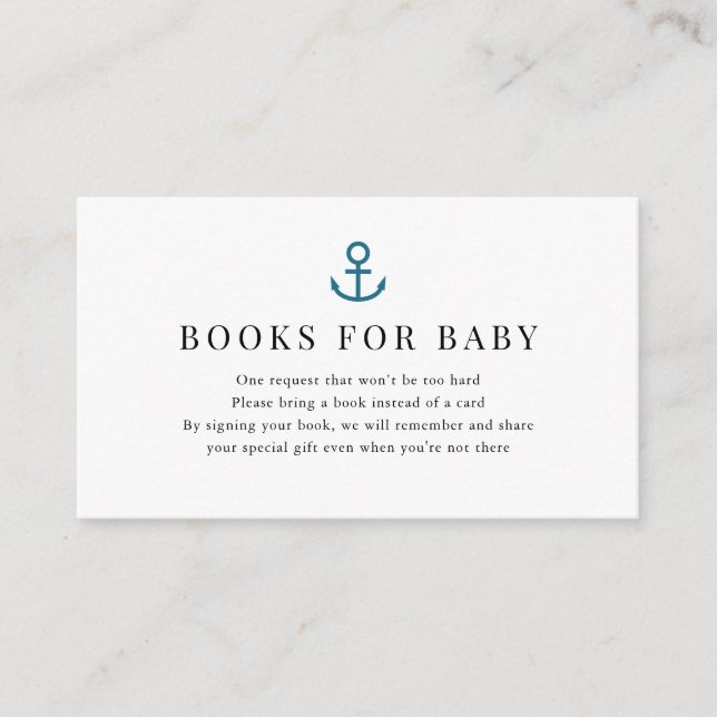 Begäran från Anchor Navy Blue Baby Shower Bok Tilläggskort (Framsida)
