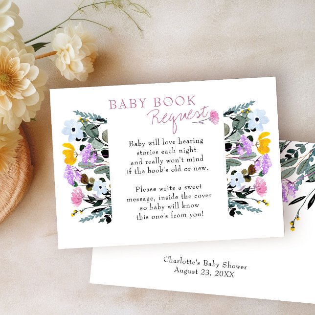 Begäran från baby Bok Söt Wildblomme Gräsmatta Whi Tilläggskort (Book Request cards from my Wildflower Lawn Baby Shower Collection)
