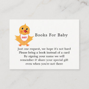 Begäran från Baby Chick Cute Baby Shower Bok Tilläggskort