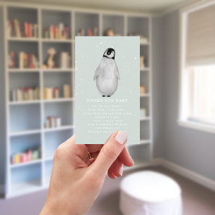 Begäran från Baby Penguin Winter Blue Baby Shower Tilläggskort