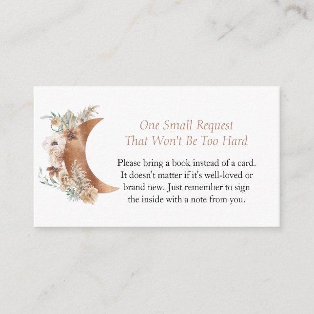 Begäran från Boho Gender Neutral Baby Shower Bok Tilläggskort (Framsida)