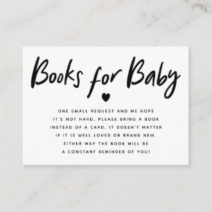 Begäran från Bok om Modern Black Heart Baby Shower Tilläggskort